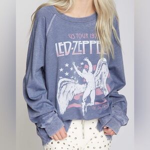 Recycled Karma Led Zeppelin Sweatshirt Crewneck Pullover - Blue/Gray/Purple